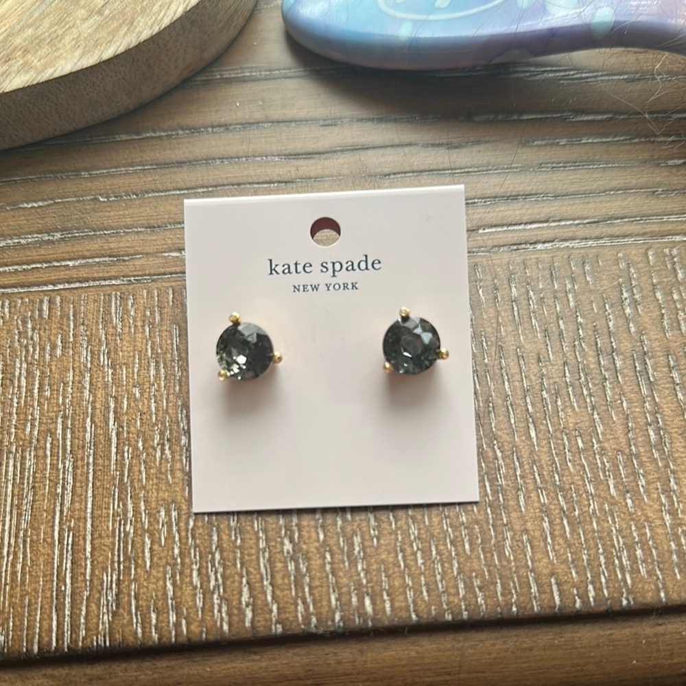 Kate Spade Dark Stone Earrings with Gold Setting